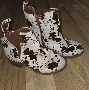 MIA Kids Cow Print Boots - Brown and Cream